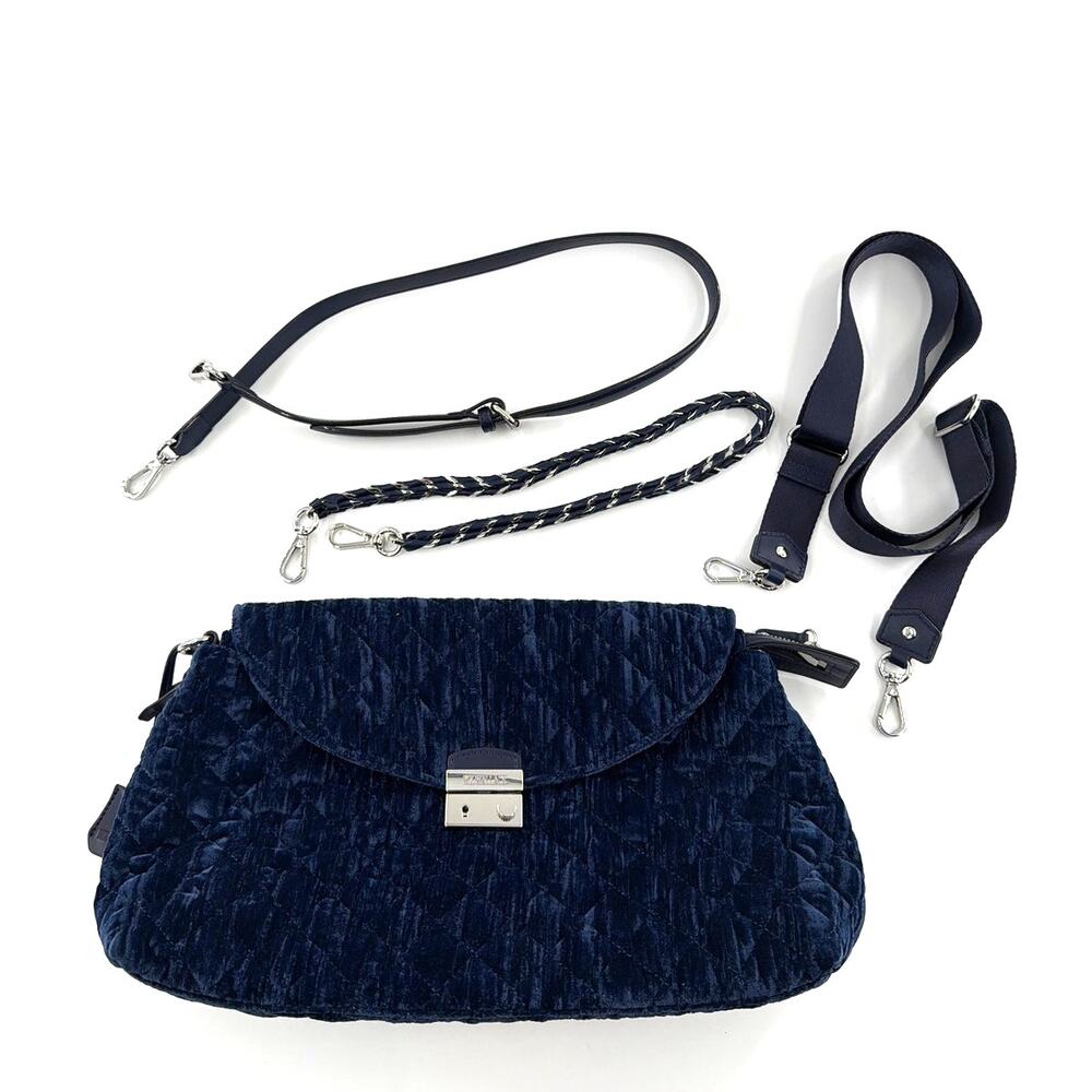 MZ Wallace Quilted Velvet Crossbody Bag in Deep Navy Blue - Picture 10 of 14